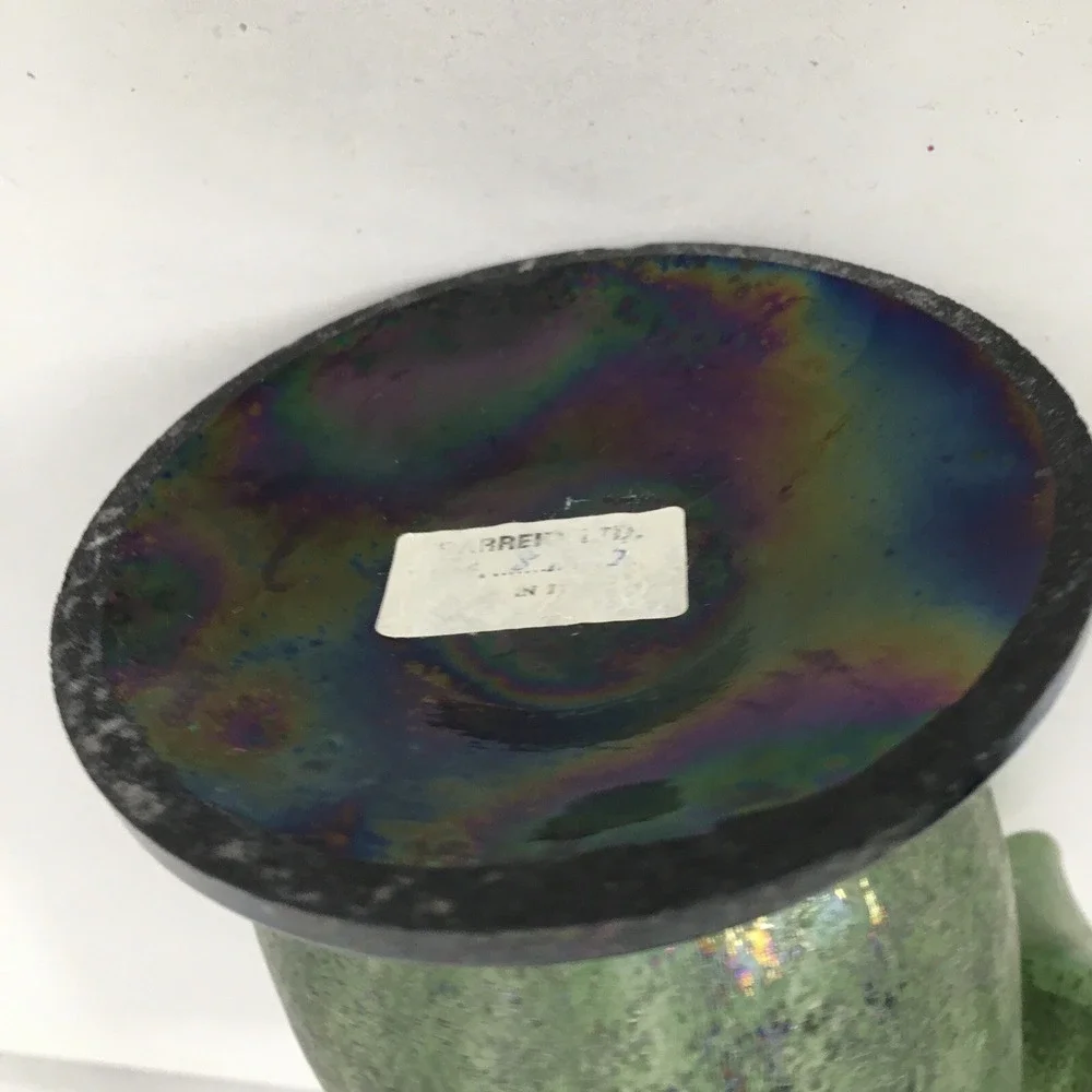 Vintage Murano Green Lily glass Vase Candle Holder made in Italy Sarreid ltd.